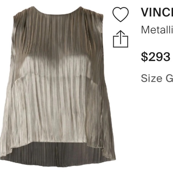 Vince Moonstone Iridescent Pleated Shell Sleeveless Top NWT Size Small - Picture 2 of 10